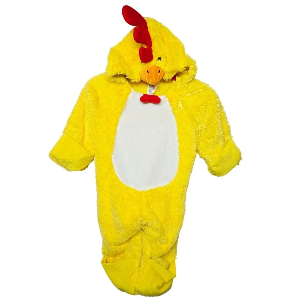 Target Chicken Costume Kids 0-6M Yellow Plush Hooded One Piece Coverall